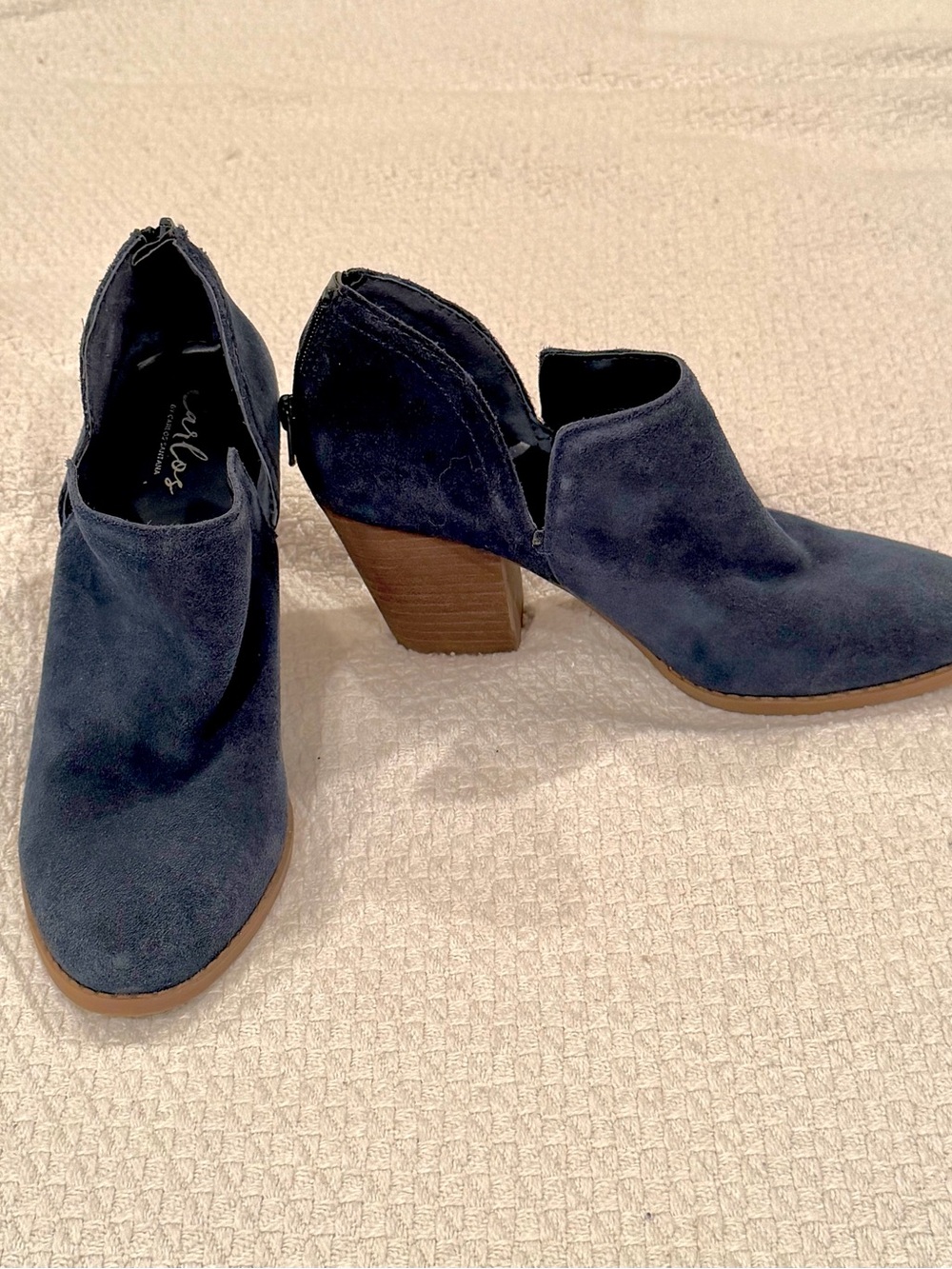 Carlos by Carlos Santana Dark Blue Suede Cutout Ankle Booties